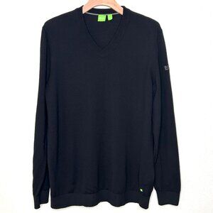 Boss Hugo Boss Marino Wool V-Neck Sweater in Black Size XL